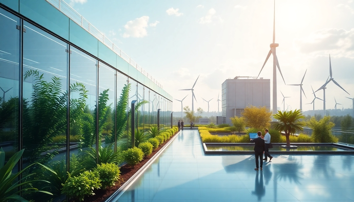 Dogecoin cloud mining earnings showcased in a modern, sustainable mining facility with advanced technology.