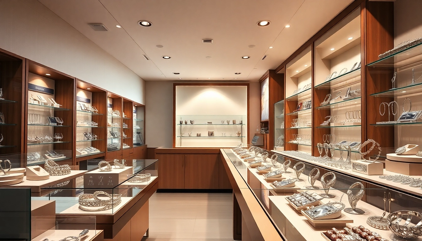 Valuta compro argento con preziosi oggetti d'argento in un negozio elegante.