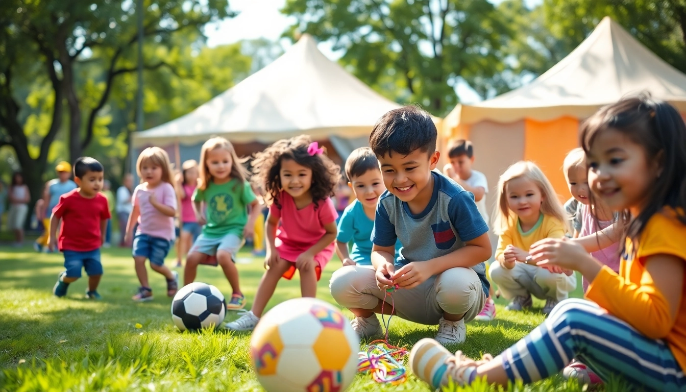 Children enjoying various activities at Holiday camps in a vibrant outdoor setting.