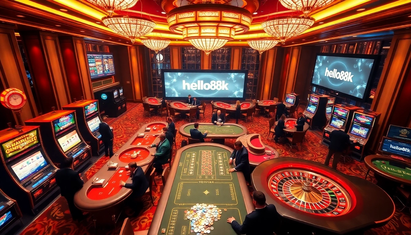 Engaging casino scene at hello88k.blog with vibrant gaming tables and excited players.