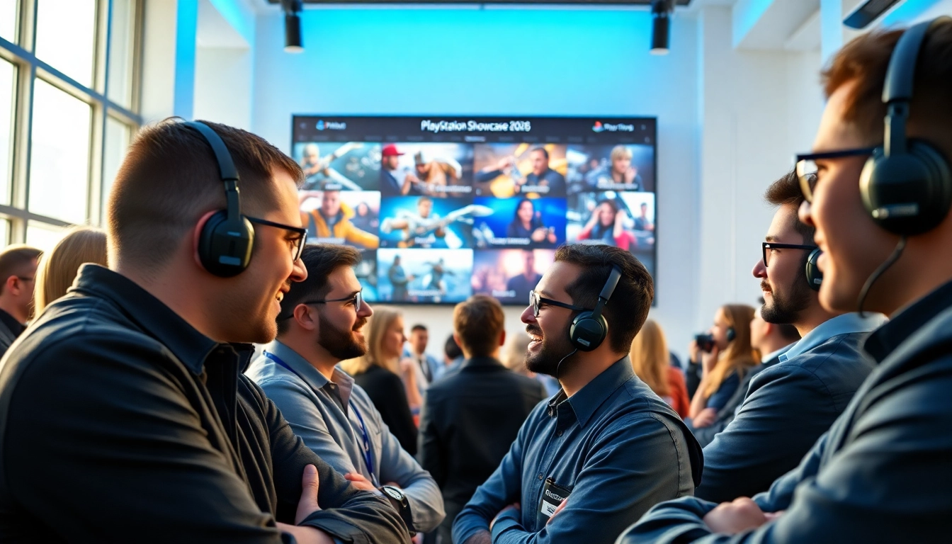 Engaging panel discussing PlayStation Showcase 2026 news with high-tech visuals