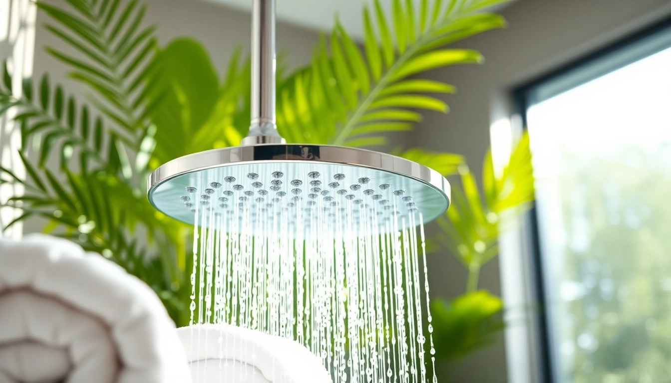 Enhance your space with the elegant sunny shower USA showerhead in a modern bathroom.