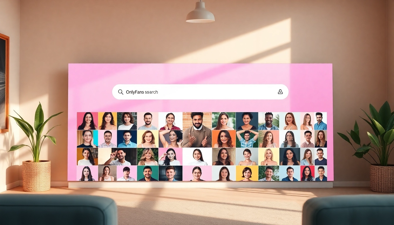 OnlyFans search by keywords interface showcasing diverse creators, engaging design.