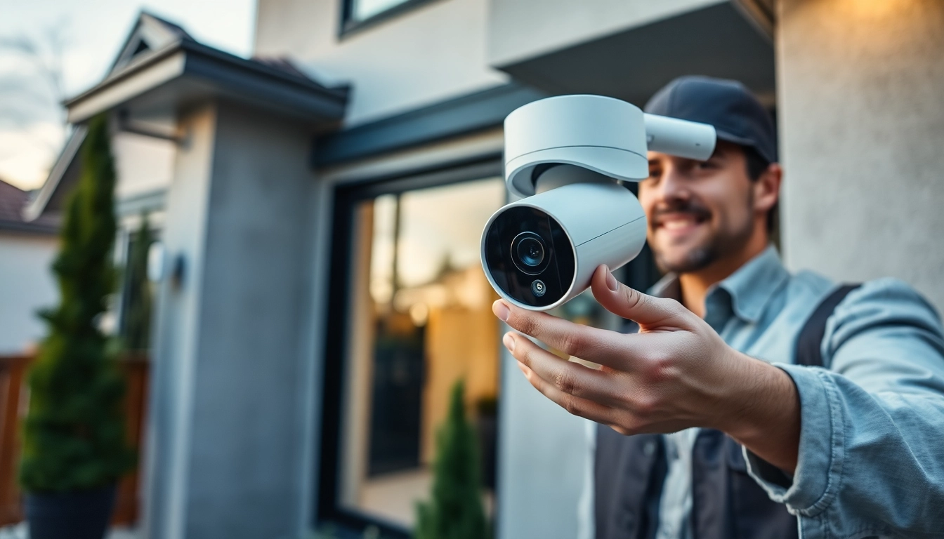 Instalación de Cámaras Ezviz que muestra a un técnico trabajando en un hogar moderno.