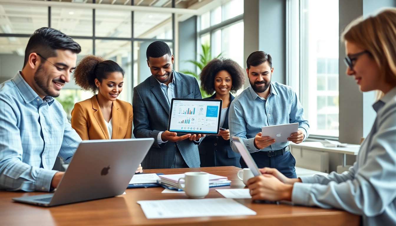 专业人士在现代协作工作空间中使用WPS Office软件。