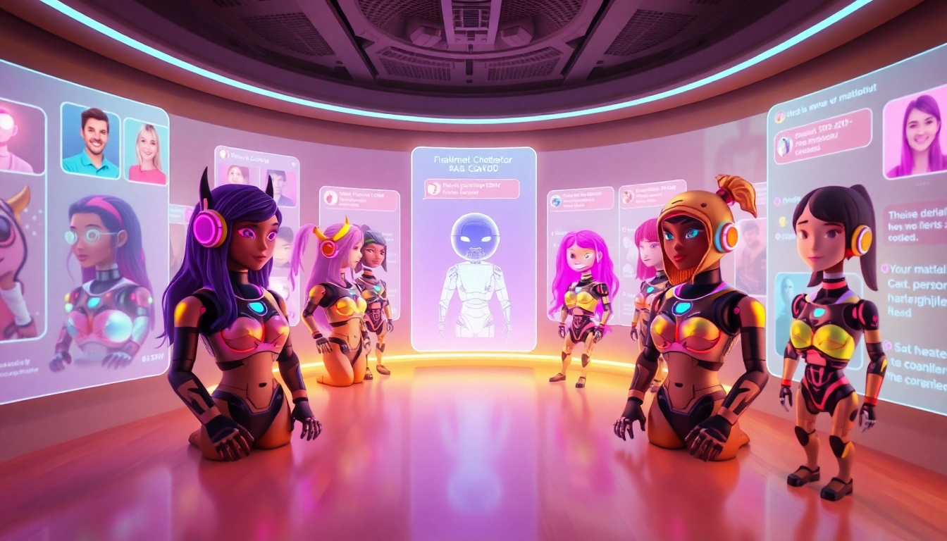 The best NSFW AI chatbots depicted in a vibrant digital space, showcasing engaging avatars and user interactions.