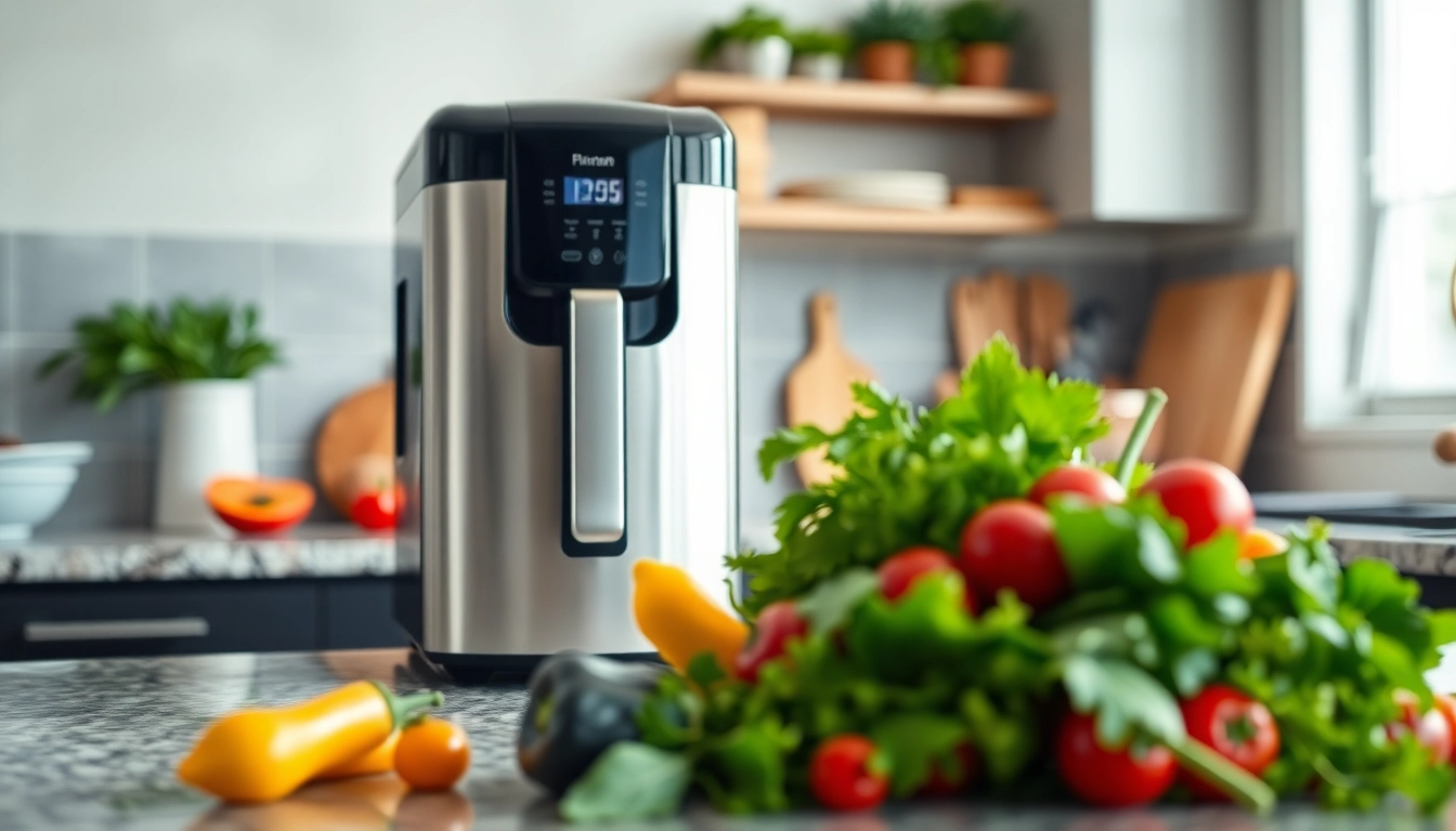 Showcasing an affordable appliance amidst fresh vegetables in a bright kitchen setting.