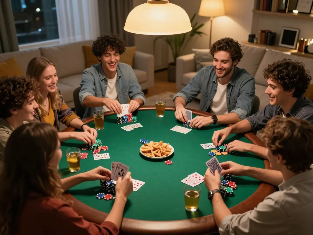 Enjoying online casinos in Canada reddit during a fun home poker night with friends and winning moments.