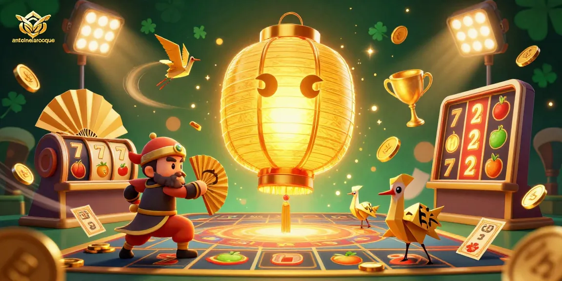 Engage in thrilling casino action with antoinelarocque in a dazzling 3D illustration, highlighting exciting slots and lucky symbols.